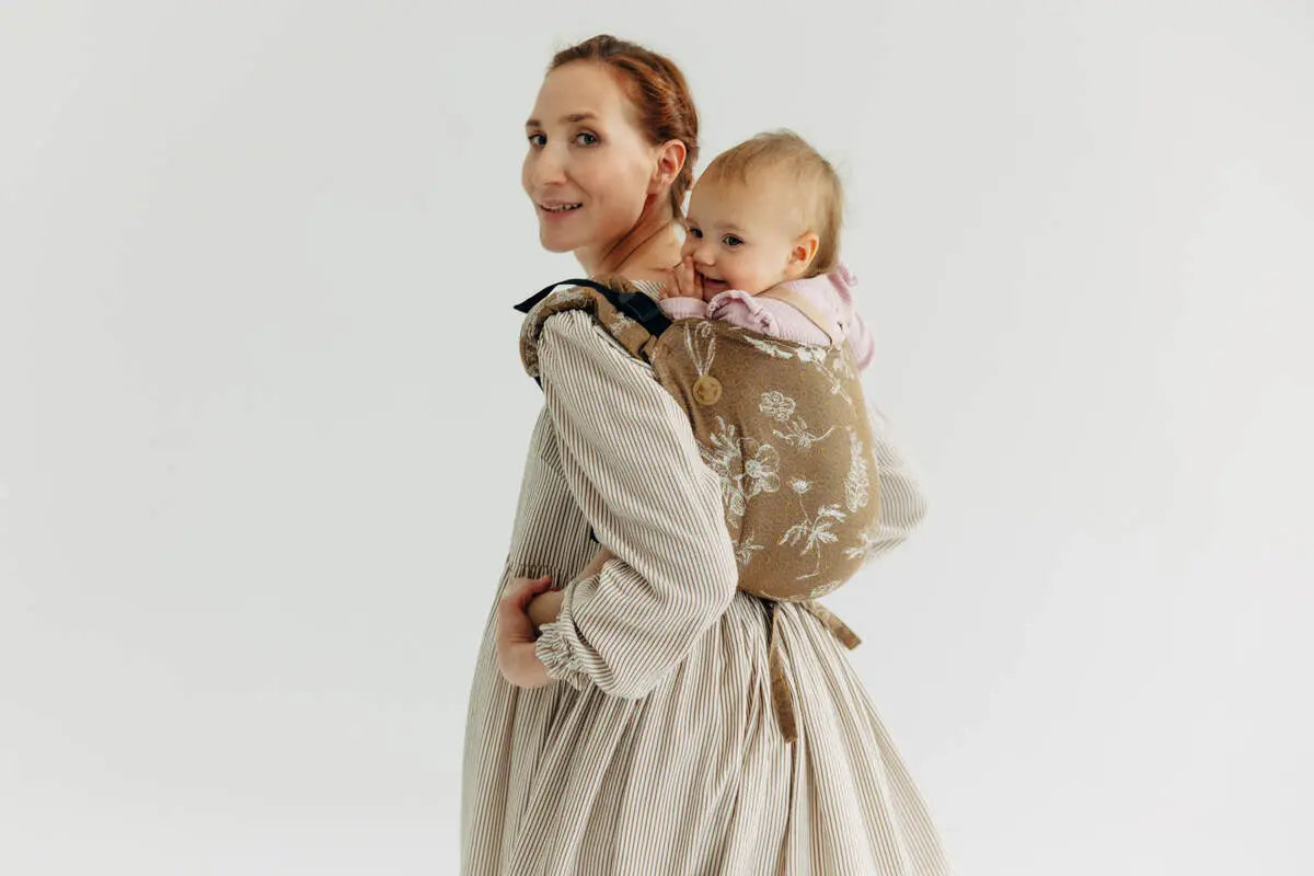 Lenny Buckle Onbuhimo PRO baby carrier, jacquard weave (100% cotton) - HERBARIUM - RAINDROPS