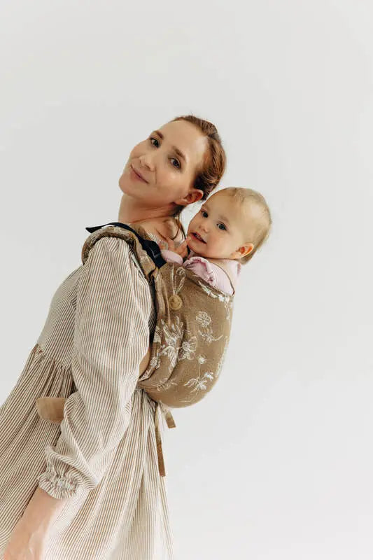 Lenny Buckle Onbuhimo PRO baby carrier, jacquard weave (100% cotton) - HERBARIUM - RAINDROPS