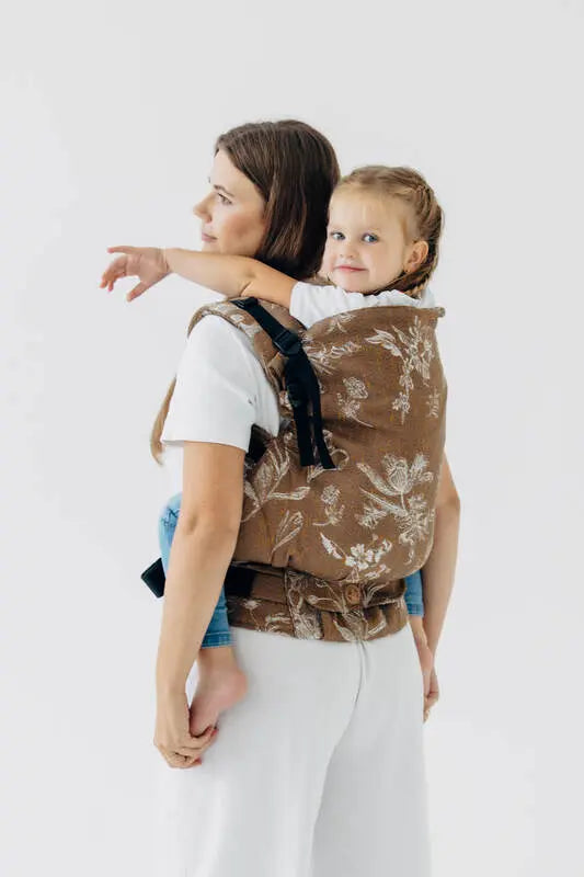 LennyPreschool Carrier, jacquard weave (100% cotton) - HERBARIUM - RAINDROPS