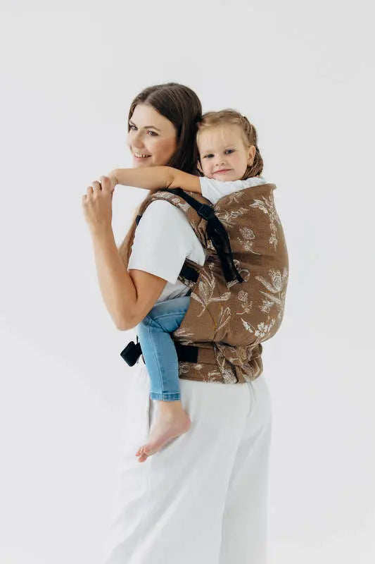 LennyPreschool Carrier, jacquard weave (100% cotton) - HERBARIUM - RAINDROPS