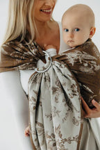 Ring Sling, Jacquard Weave (100% cotton), with gathered shoulder - HERBARIUM - RAINDROPS - standard 1.8m