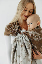 Ring Sling, Jacquard Weave (100% cotton), with gathered shoulder - HERBARIUM - RAINDROPS - standard 1.8m