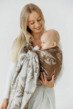 Ring Sling, Jacquard Weave (100% cotton), with gathered shoulder - HERBARIUM - RAINDROPS - standard 1.8m