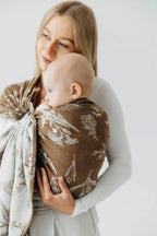 Ring Sling, Jacquard Weave (100% cotton), with gathered shoulder - HERBARIUM - RAINDROPS - standard 1.8m