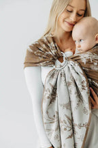 Ring Sling, Jacquard Weave (100% cotton), with gathered shoulder - HERBARIUM - RAINDROPS - standard 1.8m