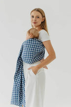 Ring Sling, Jacquard Weave (40% cotton, 40% merino wool, 13% silk, 7% cashmere), with gathered shoulder - PATA DE GALLO - PUZZLE - standard 1.8m