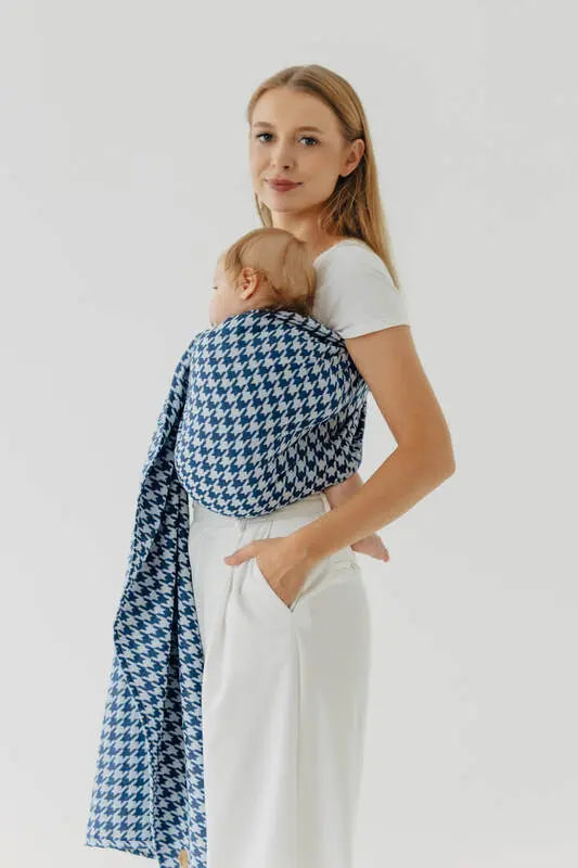 Ring Sling, Jacquard Weave (40% cotton, 40% merino wool, 13% silk, 7% cashmere), with gathered shoulder - PATA DE GALLO - PUZZLE - standard 1.8m