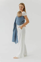Ring Sling, Jacquard Weave (40% cotton, 40% merino wool, 13% silk, 7% cashmere), with gathered shoulder - PATA DE GALLO - PUZZLE - standard 1.8m