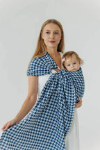 Ring Sling, Jacquard Weave (40% cotton, 40% merino wool, 13% silk, 7% cashmere), with gathered shoulder - PATA DE GALLO - PUZZLE - standard 1.8m