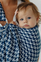 Ring Sling, Jacquard Weave (40% cotton, 40% merino wool, 13% silk, 7% cashmere), with gathered shoulder - PATA DE GALLO - PUZZLE - standard 1.8m