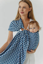 Ring Sling, Jacquard Weave (40% cotton, 40% merino wool, 13% silk, 7% cashmere), with gathered shoulder - PATA DE GALLO - PUZZLE - standard 1.8m