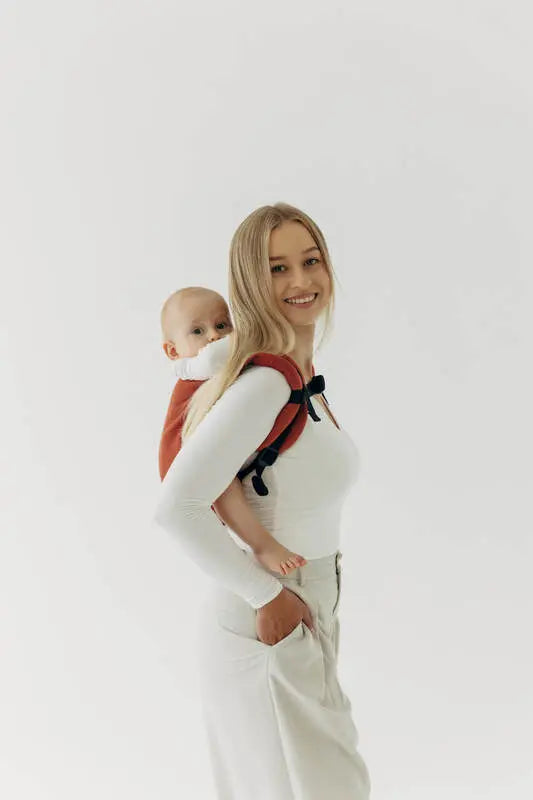 Lenny Buckle Onbuhimo PRO baby carrier, broken-twill weave (100% cotton) - ROOIBOS