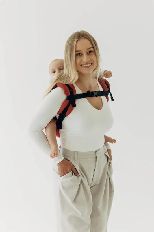 Lenny Buckle Onbuhimo PRO baby carrier, broken-twill weave (100% cotton) - ROOIBOS