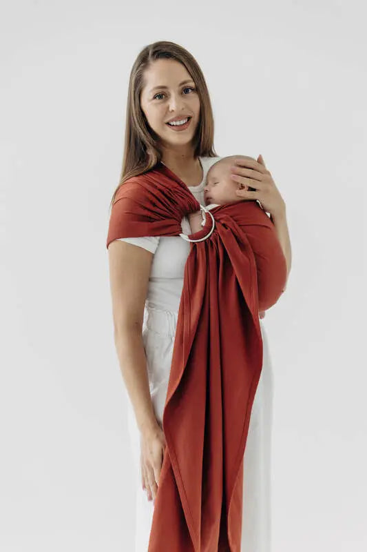 Ring Sling, Broken twill Weave (100% cotton), with gathered shoulder - ROOIBOS - standard 1.8m