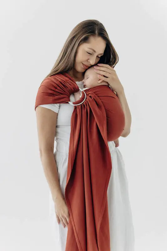 Ring Sling, Broken twill Weave (100% cotton), with gathered shoulder - ROOIBOS - standard 1.8m