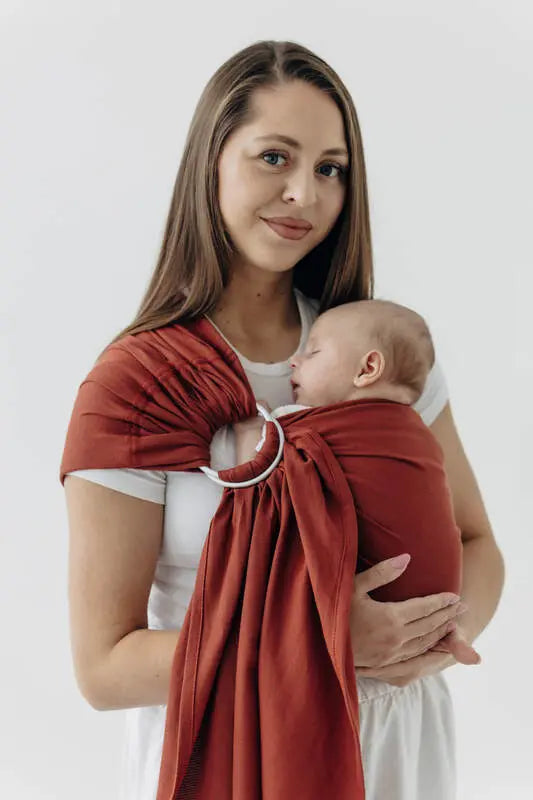 Ring Sling, Broken twill Weave (100% cotton), with gathered shoulder - ROOIBOS - standard 1.8m