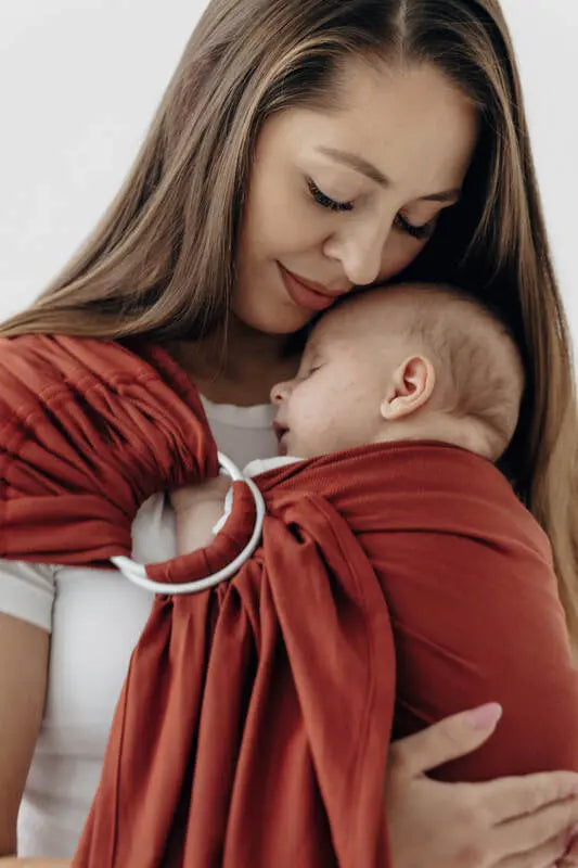 Ring Sling, Broken twill Weave (100% cotton), with gathered shoulder - ROOIBOS - standard 1.8m