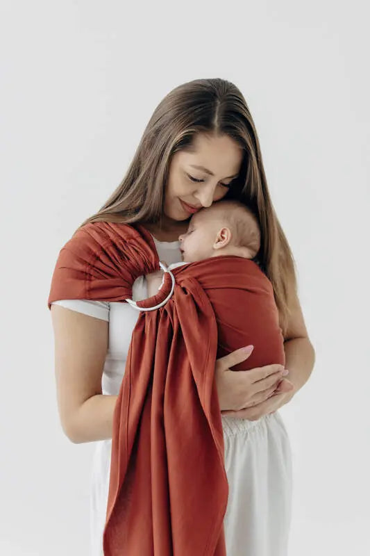 Ring Sling, Broken twill Weave (100% cotton), with gathered shoulder - ROOIBOS - standard 1.8m