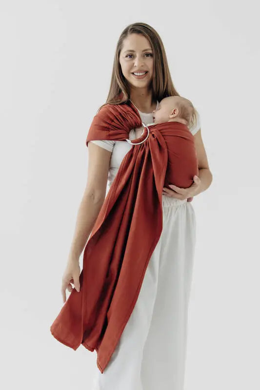 Ring Sling, Broken twill Weave (100% cotton), with gathered shoulder - ROOIBOS - standard 1.8m