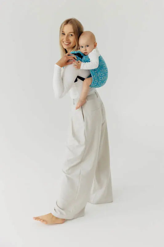 Lenny Buckle Onbuhimo PRO baby carrier, jacquard weave (50% silk, 50% cotton) - INFINITY - HAVEN