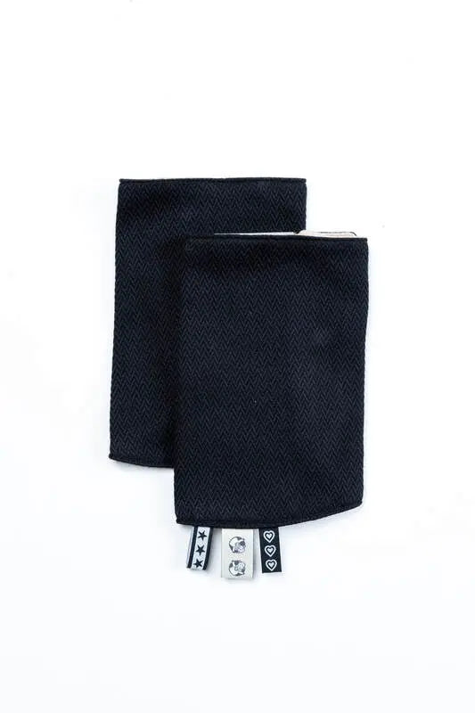 Drool Pads (100% cotton) - LITTLE HERRINGBONE EBONY BLACK