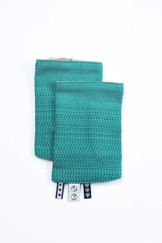Drool Pads (100% cotton) - LITTLE HERRINGBONE OMBRE GREEN - Woven Baby    drool_pad    #