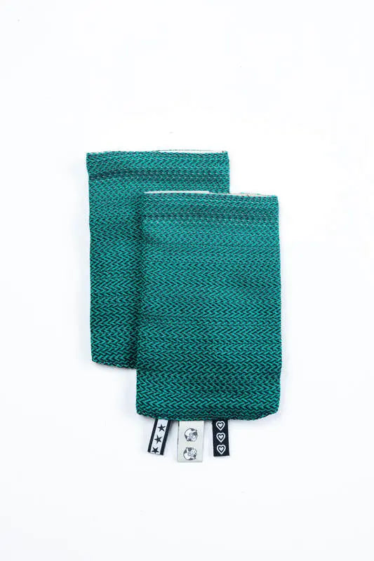 Drool Pads (100% cotton) - LITTLE HERRINGBONE OMBRE GREEN - Woven Baby    drool_pad    #