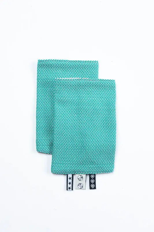 Drool Pads (100% cotton) - LITTLE HERRINGBONE OMBRE GREEN - Woven Baby    drool_pad    #
