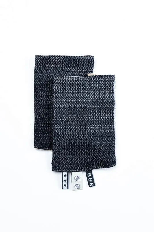 Drool Pads (100% cotton) - LITTLE HERRINGBONE OMBRE GREY