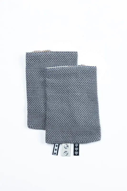 Drool Pads (100% cotton) - LITTLE HERRINGBONE OMBRE GREY