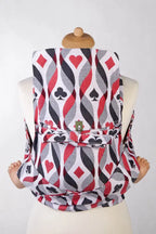 Mei Tai carrier Mini with hood/ jacquard twill / 100% cotton / QUEEN OF HEARTS (grade B) - Woven Baby    mei_tai_carriers    #