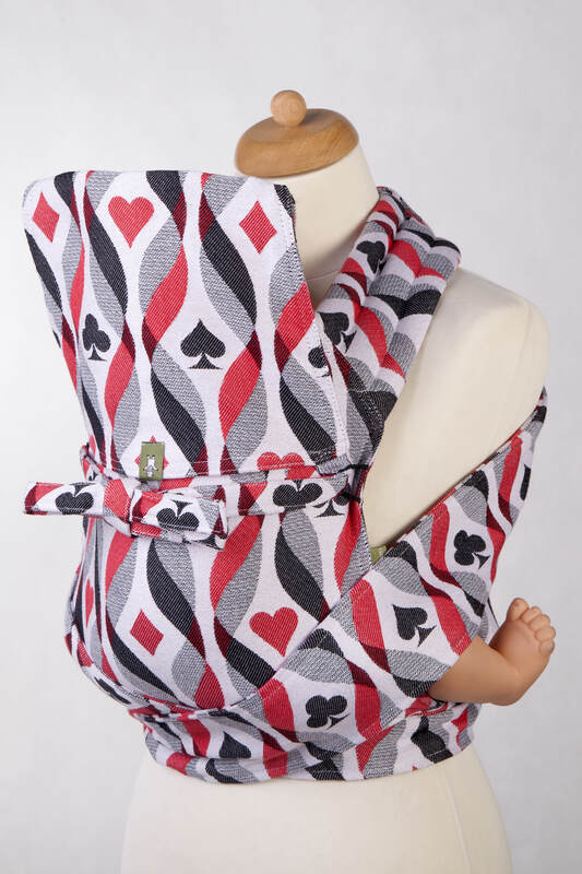 Mei Tai carrier Mini with hood/ jacquard twill / 100% cotton / QUEEN OF HEARTS (grade B)