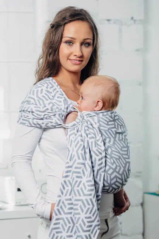 Basic Line Ring Sling - PEARL - 100% Cotton - Jacquard Weave -  with gathered shoulder - standard 1.8m - Woven Baby    ring_slings    #