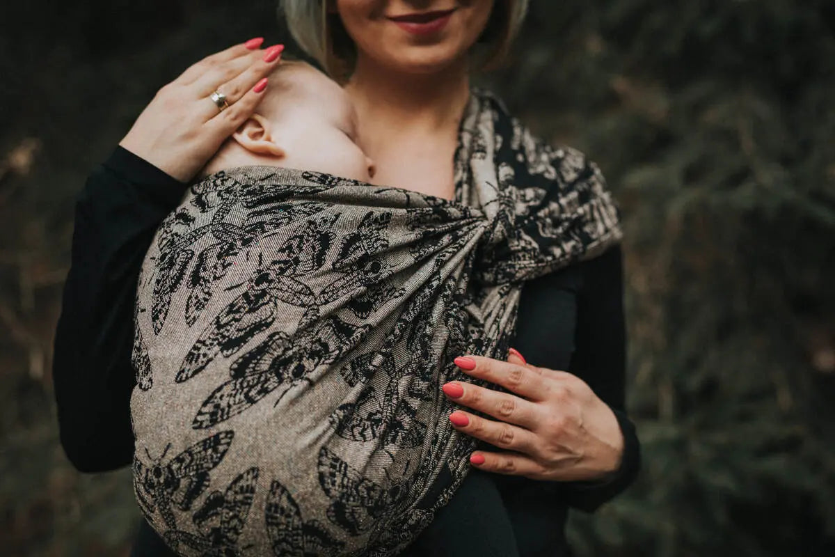 Baby Wrap, Jacquard Weave (65% cotton 35% silk) - QUEEN OF THE NIGHT - PAMINA - Woven Baby Size - L-Size - M-Size - S-Size - XL-Size - XS   long_woven_wraps    #