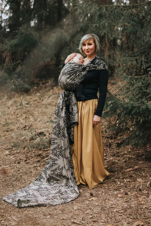 Baby Wrap, Jacquard Weave (65% cotton 35% silk) - QUEEN OF THE NIGHT - PAMINA - Woven Baby XS - 4   long_woven_wraps    #