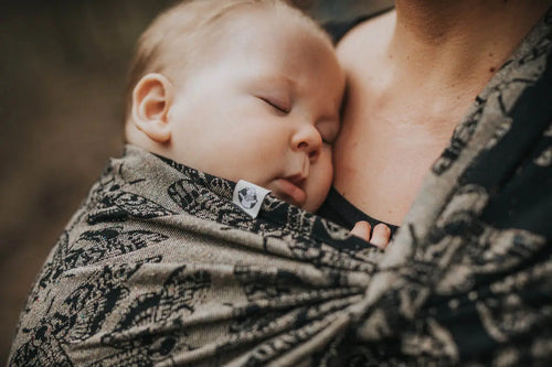 Baby Wrap, Jacquard Weave (65% cotton 35% silk) - QUEEN OF THE NIGHT - PAMINA - Woven Baby XS - 4   long_woven_wraps    #