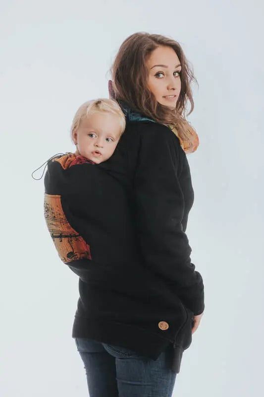 Babywearing Sweatshirt 3.0 - Black with Symphony Rainbow Dark - Woven Baby 3XL   babywearing_sweatshirts    #