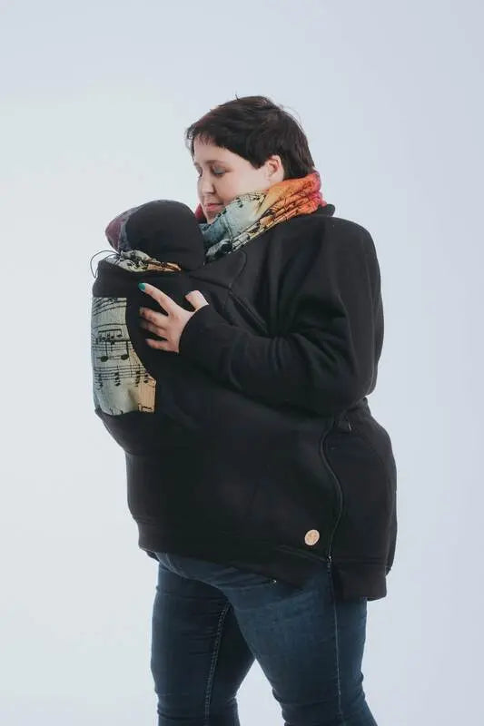 Babywearing Sweatshirt 3.0 - Black with Symphony Rainbow Dark - Woven Baby 3XL   babywearing_sweatshirts    #
