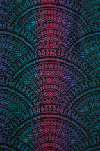 Ring Sling, Jacquard Weave (60% cotton, 28% merino wool, 8% silk, 4% cashmere), with gathered shoulder - PEACOCK'S TAIL - BLACK OPAL - standard 1.8m - Woven Baby    ring_slings    #