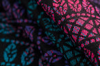 Ring Sling, Jacquard Weave (60% cotton, 28% merino wool, 8% silk, 4% cashmere), with gathered shoulder - PEACOCK'S TAIL - BLACK OPAL - standard 1.8m - Woven Baby    ring_slings    #