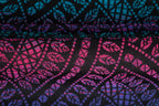 Baby Wrap, Jacquard Weave (60% cotton, 28% merino wool, 8% silk, 4% cashmere) - PEACOCK'S TAIL - BLACK OPAL - Woven Baby XS - 4   long_woven_wraps    #
