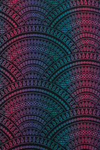 Baby Wrap, Jacquard Weave (60% cotton, 28% merino wool, 8% silk, 4% cashmere) - PEACOCK'S TAIL - BLACK OPAL - Woven Baby XS - 4   long_woven_wraps    #