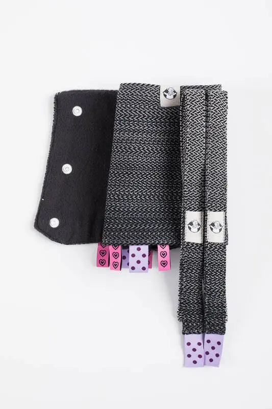 Drool Pads & Reach Straps Set, (60% cotton, 40% polyester) - LITTLE HERRINGBONE OMBRE GREY - Woven Baby Title - Default Title   drool_pad    #