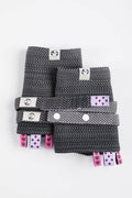 Drool Pads & Reach Straps Set, (60% cotton, 40% polyester) - LITTLE HERRINGBONE OMBRE GREY