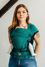 My First Baby Carrier - LennyHybrid Half Buckle, herringbone weave 100% cotton - EMERALD (grade B) - Woven Baby Standard   lenny_hybrid    #