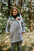 Asymmetrical Hoodie - Grey Melange with Peacock's Tail Fantasy