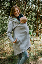 Asymmetrical Hoodie - Grey Melange with Peacock's Tail Fantasy - Woven Baby S   asymmetrical_hoodies    #