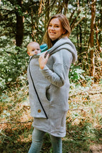 Asymmetrical Hoodie - Grey Melange with Peacock's Tail Fantasy - Woven Baby S   asymmetrical_hoodies    #