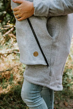 Asymmetrical Hoodie - Grey Melange with Peacock's Tail Fantasy - Woven Baby S   asymmetrical_hoodies    #