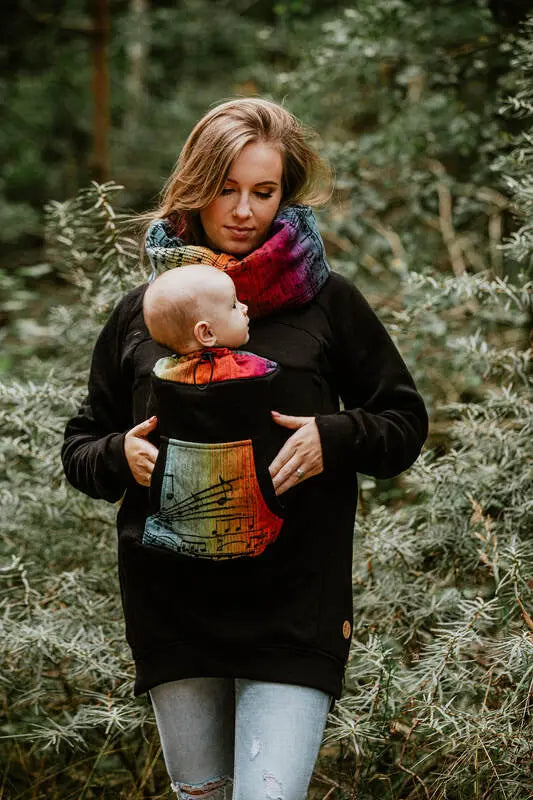 Babywearing Sweatshirt 3.0 - Black with Symphony Rainbow Dark - Woven Baby 3XL   babywearing_sweatshirts    #